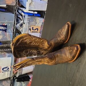 Shyanne Loretta Western Boot Brown Womens Artisans Snip Toe 12" Shaft Size 8M